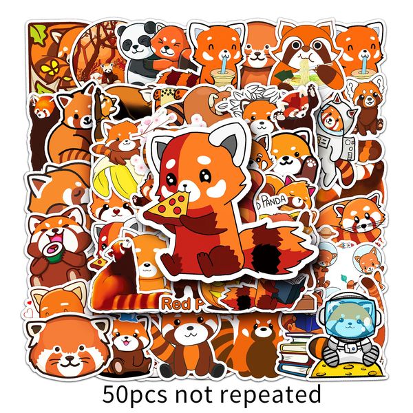

50pcs graffiti car stickers red panda for skateboard baby helmet pencil case diary phone lapplanner decor book album kids toys diy decals
