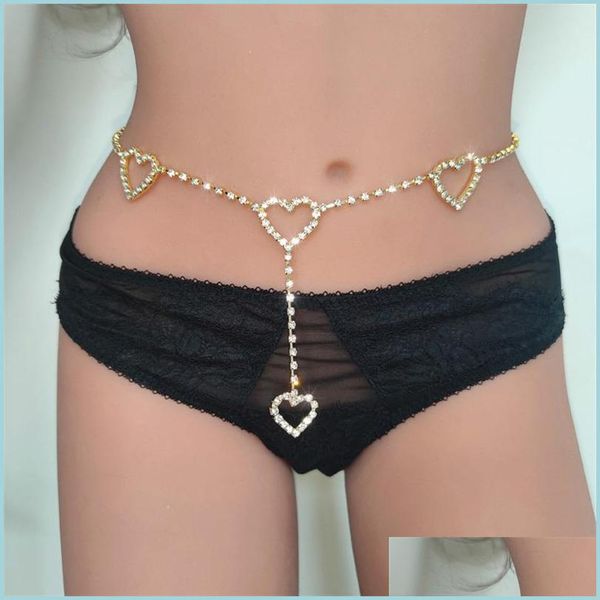 

belly chains summer beach rhinestone heart waist chain belt jewelry for women fl diamond belly body crystal party gift c3 drop d dhvfx, Silver