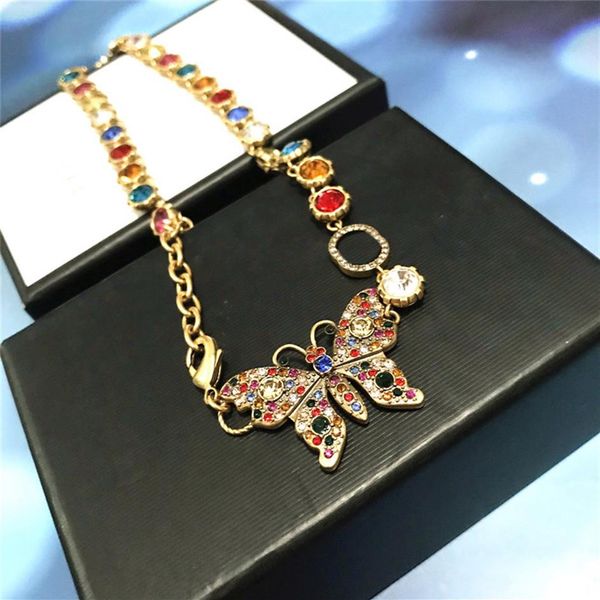 

women designer necklace gem butterfly pendant womens designers necklaces fashion crystal diamonds necklaces jewelry couples gift 2299k, Silver