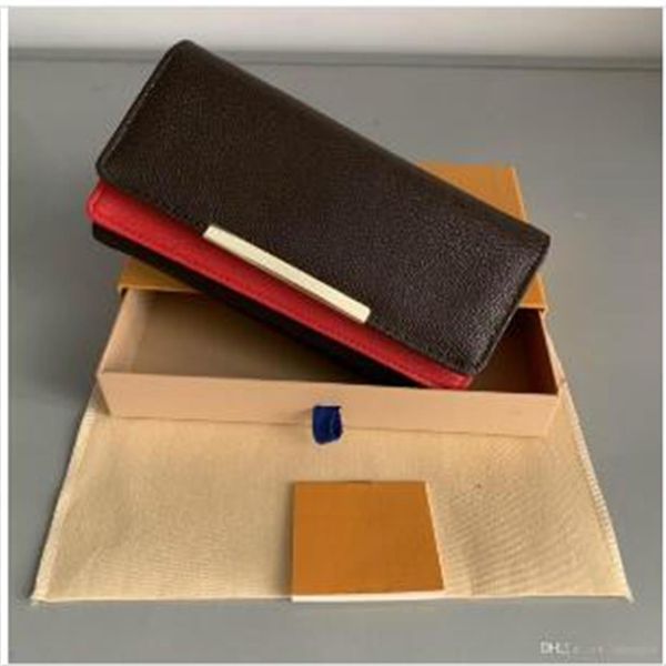 

2020 shpping whole red bottoms lady long wallet multicolor designer coin purse card holder original box women classic zip208e, Red;black