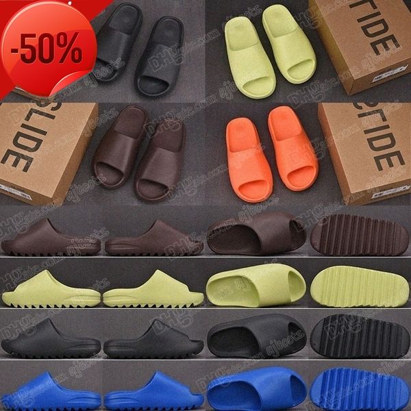 

2022designer slipper men eva rubber woman comfortable sandals new colleettion glow green soot onyx black bone white resin foam slides mens