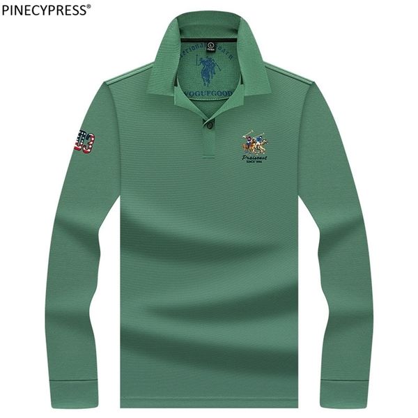 

men's polos 100% cotton anti-pilling anti-static breathable man polo shirt long sleeve casual business autumn tees brand men 220919, White;black