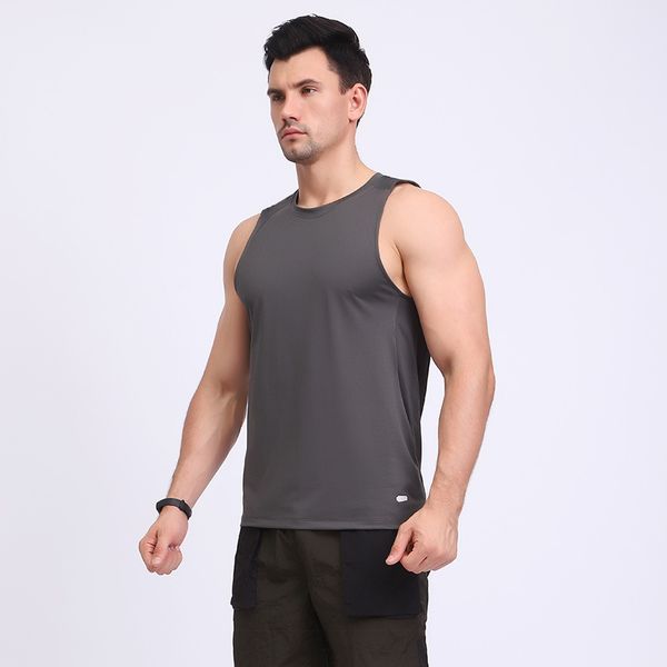 

mens t-shirts clothing yoga clothes joggers men's sports solid color vest fitness running breathable sweat-absorbent crewneck stretch q, White;black