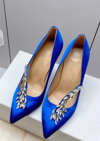 

summer luxury brands hangisi satin women sandals shoes square crystal jewel buckle pumps blue grey black white sandalias with box35-43