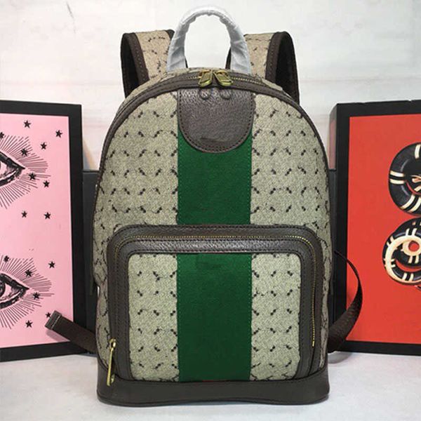 

school bags backpack luxury women back pack canvas leather fashion letter red green ribbon gold hardware 5a handbag purse shoulder bagmulti