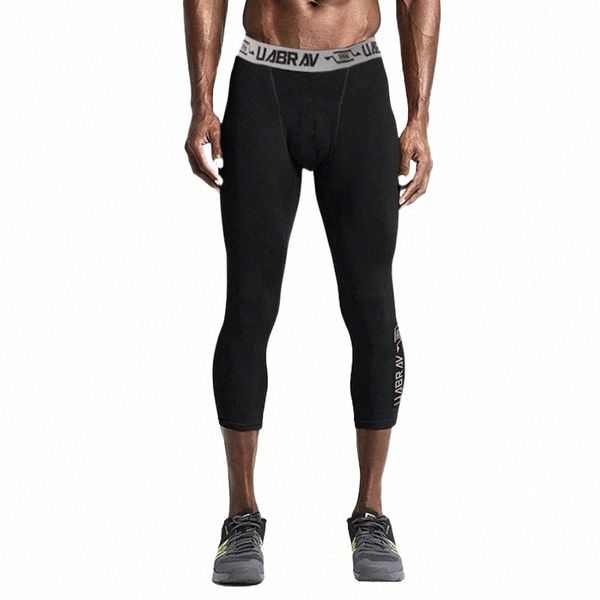

men's pants men leggings running sports gym fitness jogging compression tight quick dry trousers workout training calf-length bottoms1, Black