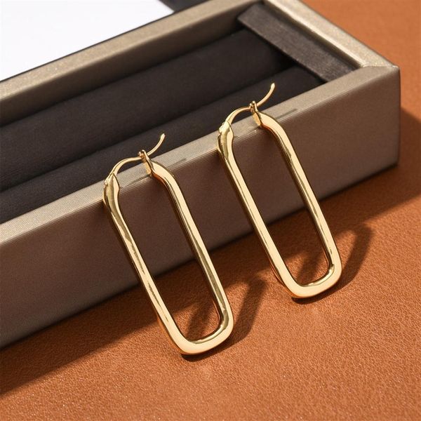 

french fashion stud simple rectangular earrings ins cold wind trend personality titanium steel hundred matching gifts277r, Golden;silver
