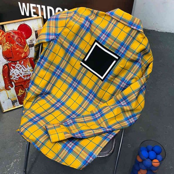 

we fashion brand plaid shirt designer jacket long sleeve large letter men's loose couple long sleeve top, White;black