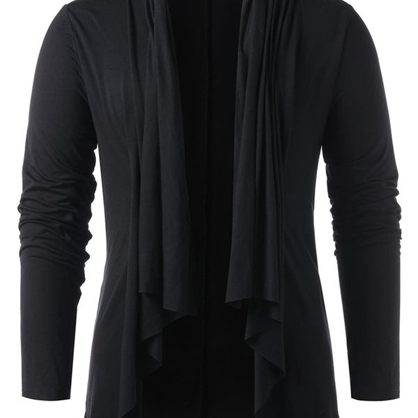 

men's sweaters brand fashion men asymmetrical overlap cardigan casual knitted long sleeve sweaters shawl collar open front men sweater, White;black