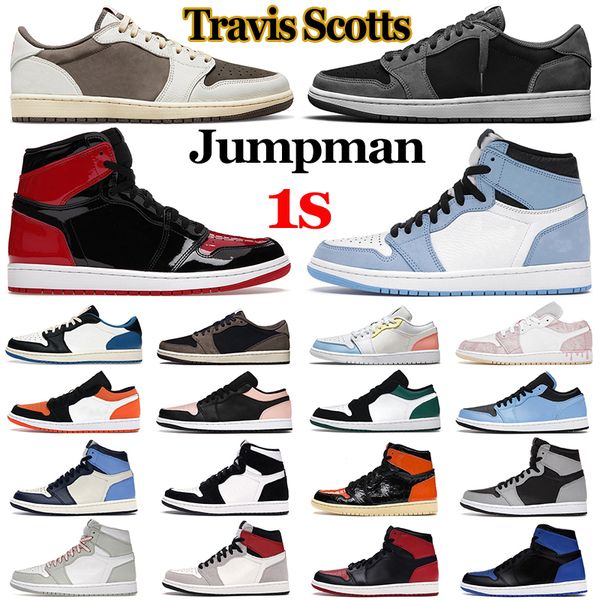 

jumpman 1 mens basketball shoes 1s travis scotts black phantom reverse mocha bred patent university blue unc shadow chicago toe women men