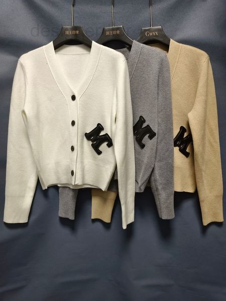 

women's sweaters designer king impression 2022 autumn new wool v-neck contrast mc zhang zi white apricot long sleeve knitted cardigan y, White;black