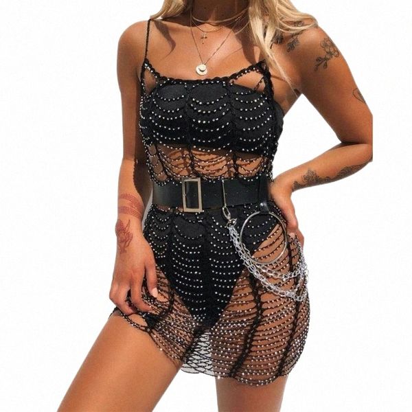 

female beach dress solid color u-neck sleeveless one-piece hollow out bikini covers for summer white black women's swimwear l6tu#