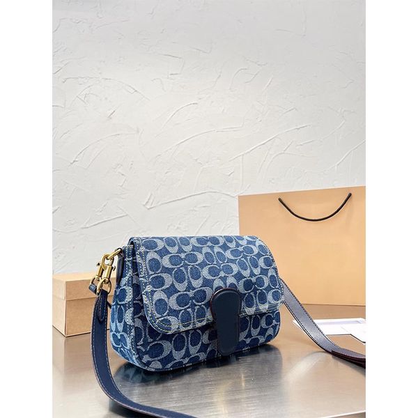 

women chambray handbag fashion classic versatile shoulder bag large capacity messenger tote 2022 super hot