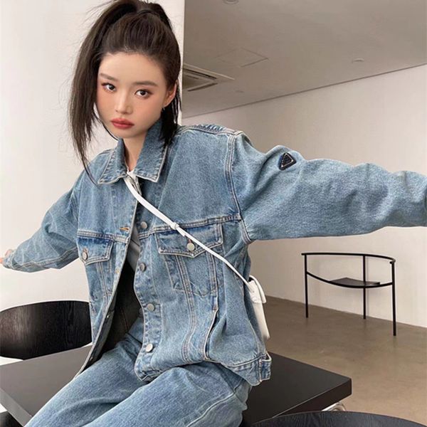 

women's denim jacket fashion vintage lapel wash pocket single row slim fit cropped long sleeve coat, Black;brown