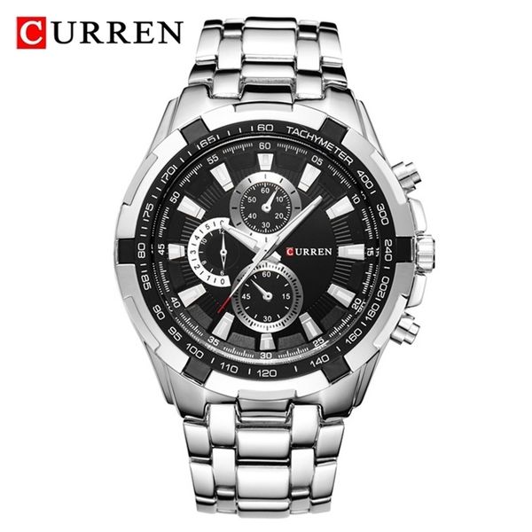 

wristwatches curren 8023 quartz watch men waterproof sport military watches mens business stainless steel wristwatch male clock reloj hombre, Slivery;brown