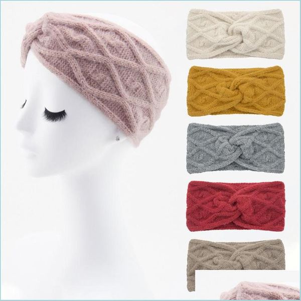 

headbands new winter warm headbands knitted woolen elastic headband solid color knitting hairbands hair bands girls accessories c3 dr dhgdf, Silver