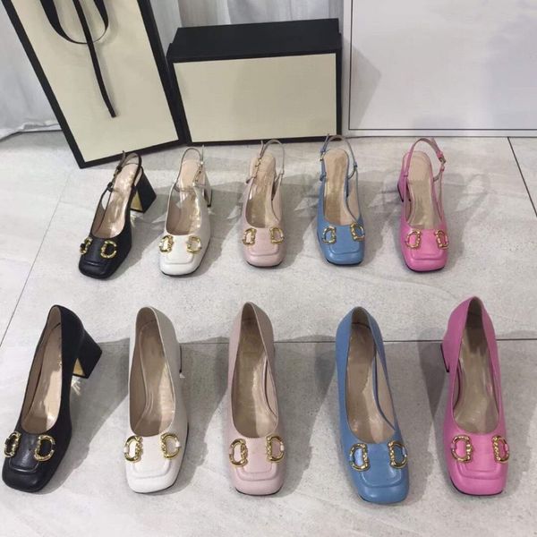 

2022 spring and autumn sandals new sweet high heels thick heel round toe single shoes commuting designer luxury women's shoes, Black