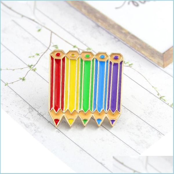 

pins brooches color pencil purple blue green red yellow personality creative brooch cute cartoon special tide new lapels denim badge dhlu8, Gray