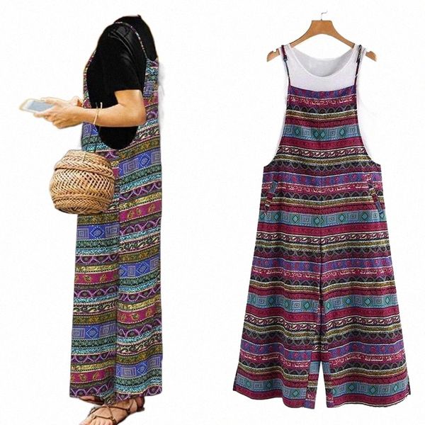 

women's jumpsuits & rompers women's summer bohemian floral printed women casual straps wide leg overalls cotton linen playsuits su, Black;white