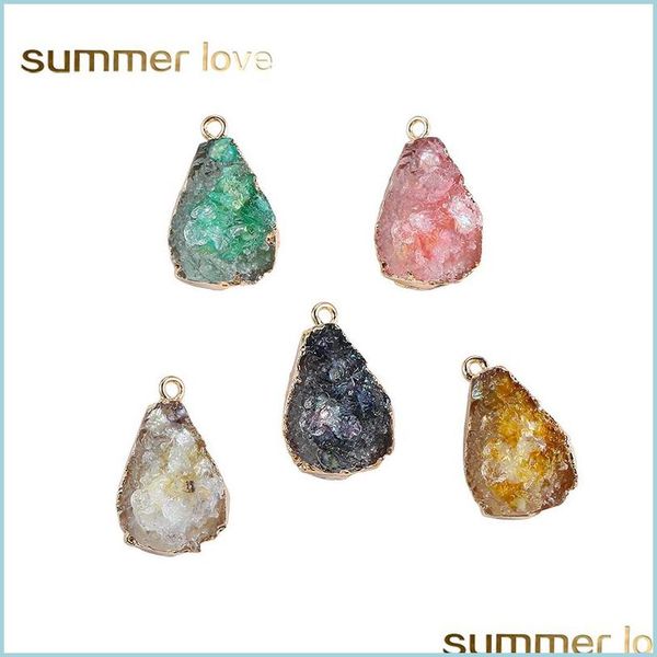 

charms new resin druzy irregar stone pendant for necklaces bracelet geometric natural charm gold women girls jewelry making drop deli dhtyq, Bronze;silver
