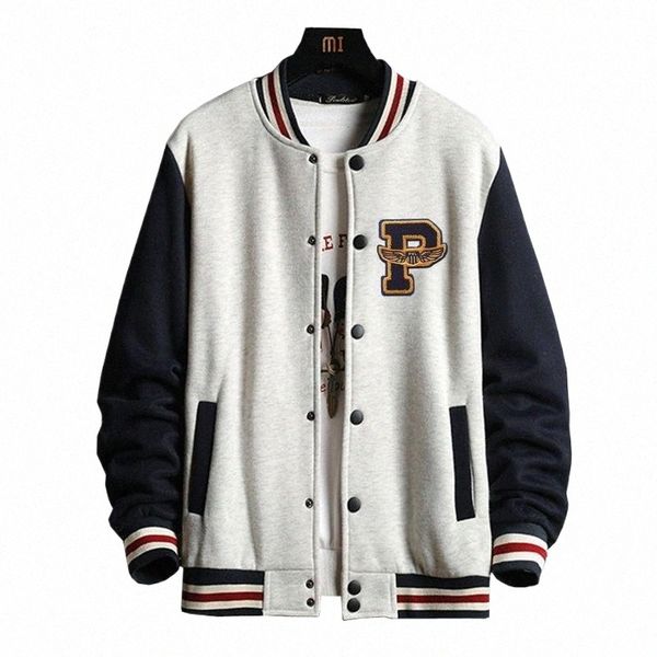 

arrival sale appliques letter rib sleeve cotton logo single breasted casual bomber baseball jacket loose cardigan coat men's jackets b0, Black;brown