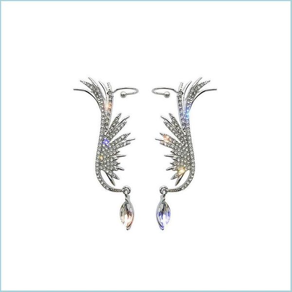 

dangle chandelier sier color angel wings crystal dangle earrings for women luxury korean ear cuff gilrs stud earing fashion piercing dhcmf, Silver