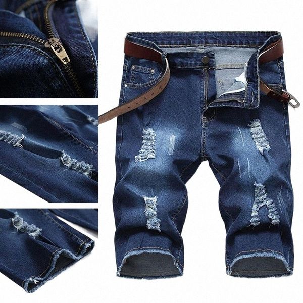 

men's jeans shorts large blue size 28 42 casual straight color summer denim breathable cotton short l18j#