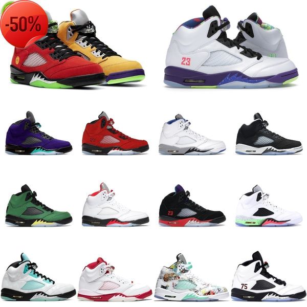 

new basketball shoes men 5s raging red 5 stealth 2.0 what the jumpman white cement metallic international flight oreo mens retro racer blue, Black