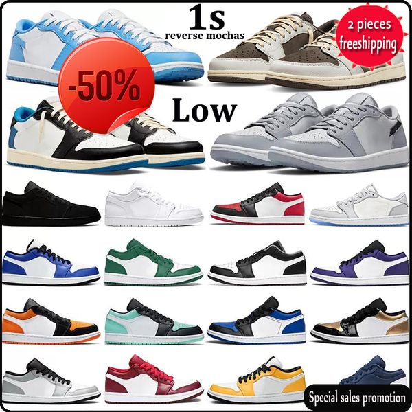 

reverse mochas 1 1s men women basketball shoes bred toe shadow white wolf light smoke grey marina blue homage pollen unc triple black mens