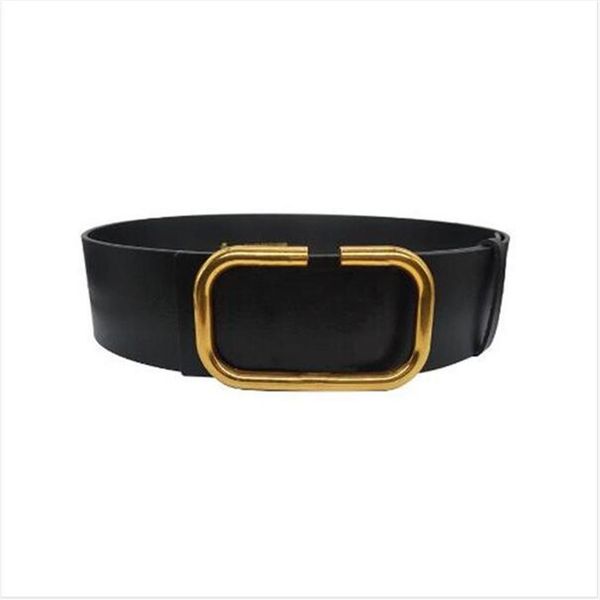

2022 designer women's fashion 7cm wide belt black red body gold belt buckle whole aa880229r, Black;brown