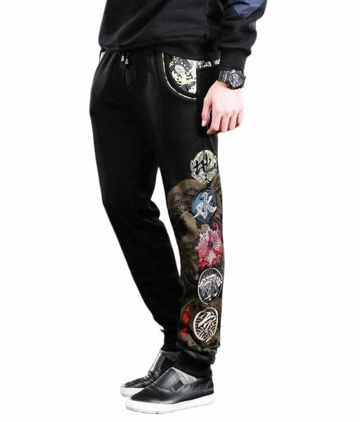 

men's pants wholesale- the embroidery japanese designer autumn and winter personality fashion brand casual trousers design ky90901 b681, Black