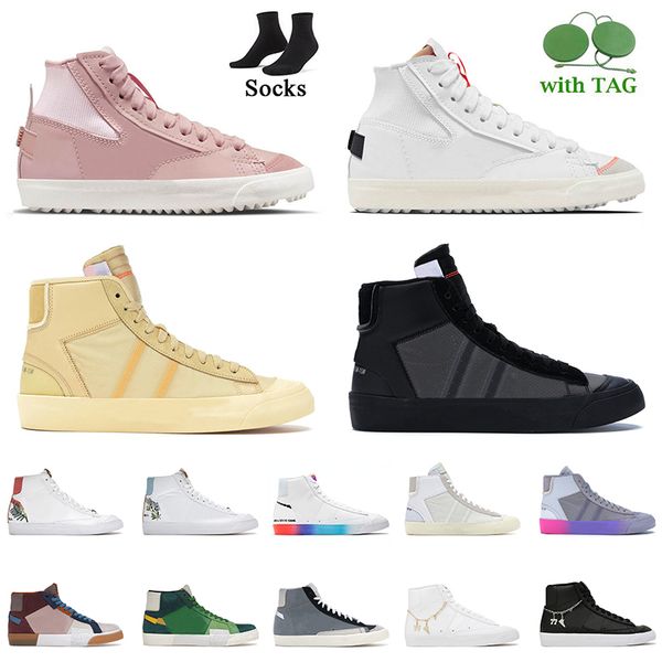 

uality blazer grim reaper running shoes with socks 2022 mid 77 vintage women mens trainers pink oxford white black pendants indigo catechu d