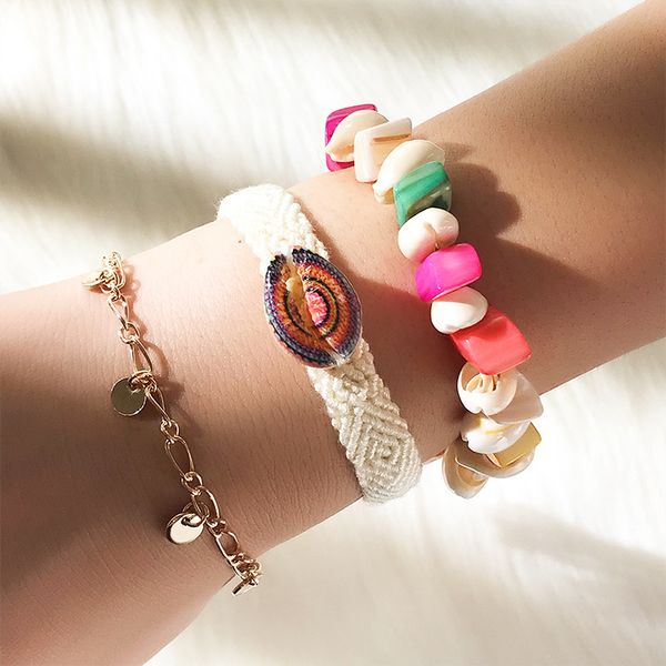 

bracelet scallop shell handmade beads summer custom bohemia surf boho sandy beach sea bangles or women jewelry gifts, Golden;silver