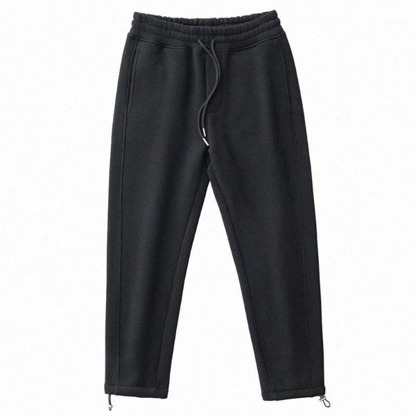 

men's pants heavy polar cashmere winter style with fleece thick loose casual straight -leg track sweatpants men 79mw#, Black
