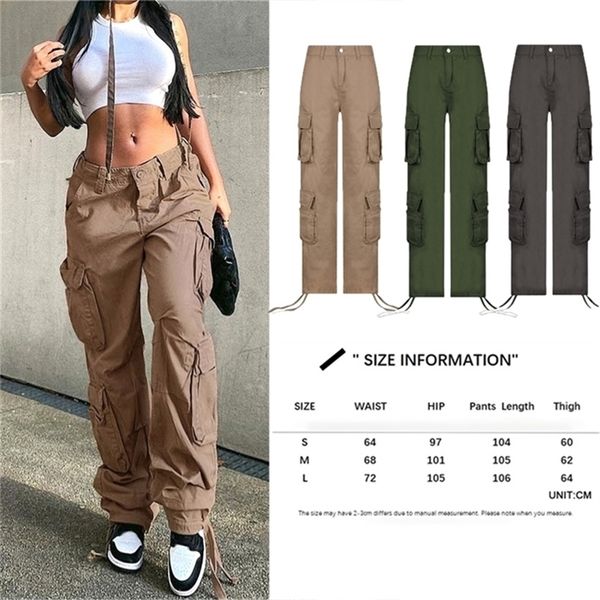 

women's pants capris casual baggy jeans women loose low waist retro overalls hip hop streetwear straight denim pants wide leg y2k cargo, Black;white