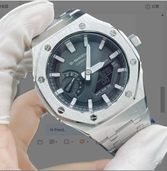 

watch plus generation ga2100 bezel metal strap for stainless steel replacement accessories watchbands, Black;brown