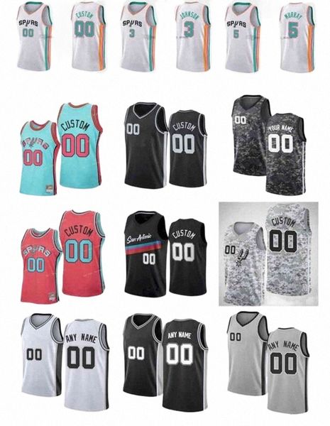 

custom men women youth 75th san antonio's spurs's keldon 3 johnson dejounte 5 murray derrick 4 white doug 17 mcdermott basketball, Black;red