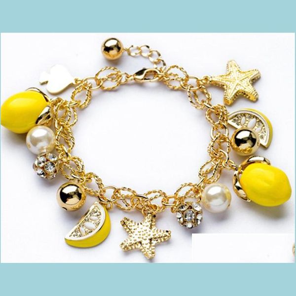 

charm bracelets fashion jewelry lemon starfish bracelet fruit beads charms chain drop delivery 2021 bracelets dhseller2010 dhab1, Golden;silver