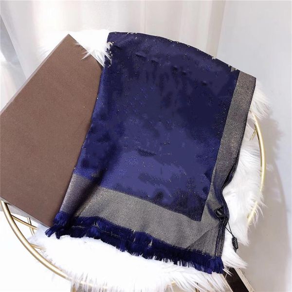 

autumn winter wool scarf fashion brand men's and women's sparkling gold thread scarf soft wool cotton textile jacquard scarf263n, Blue;gray