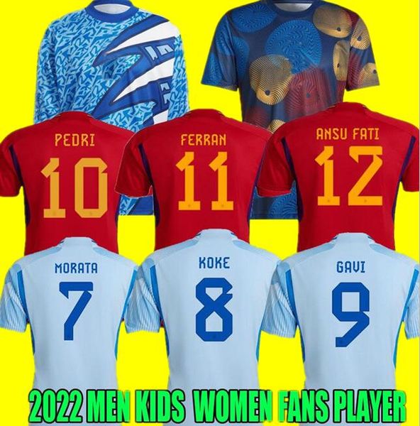 

2022 spain soccer jerseys espana pedri ferran torres morata gavi football shirt ansu fati koke azpilicueta men and kids kits long sleeve goa, Black;yellow