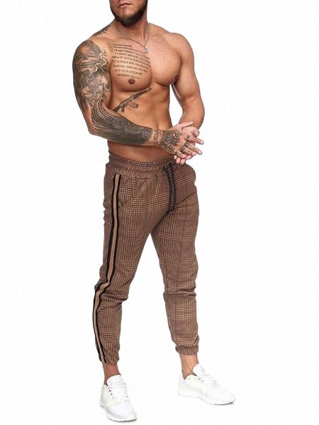 

men grid trousers skinny super stretch chino pants slim mens casual pant seven of color elastic waist london fashion pencil men's t195#, Black