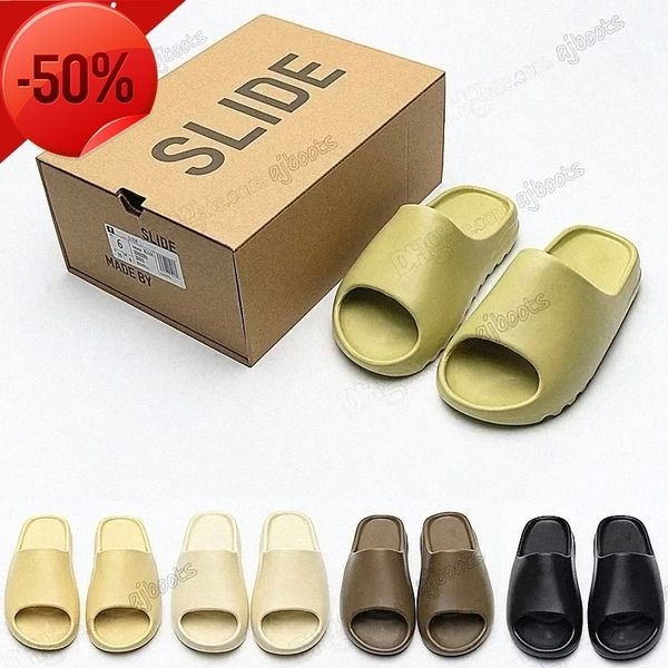 

2022designer slipper men eva rubber woman comfortable sandals glow green soot onyx black bone resin desert sand pure foam slides mens slider