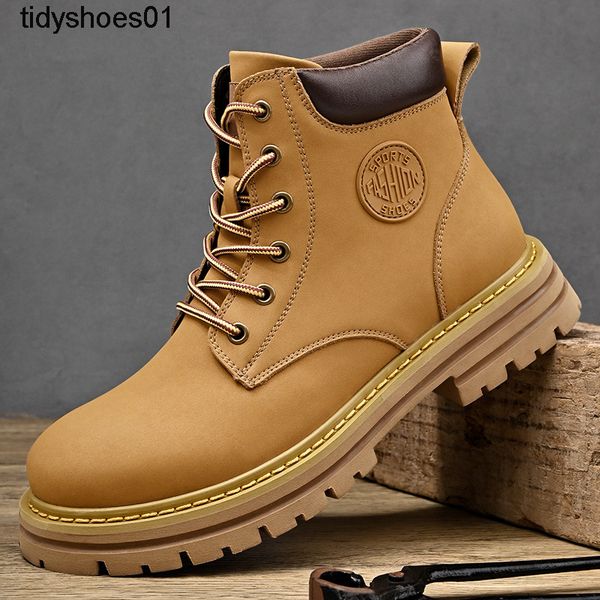 

non corrosive leather rhubarb boots 2022 summer new motorcycle men's thick soled high martin women's shoes, Black