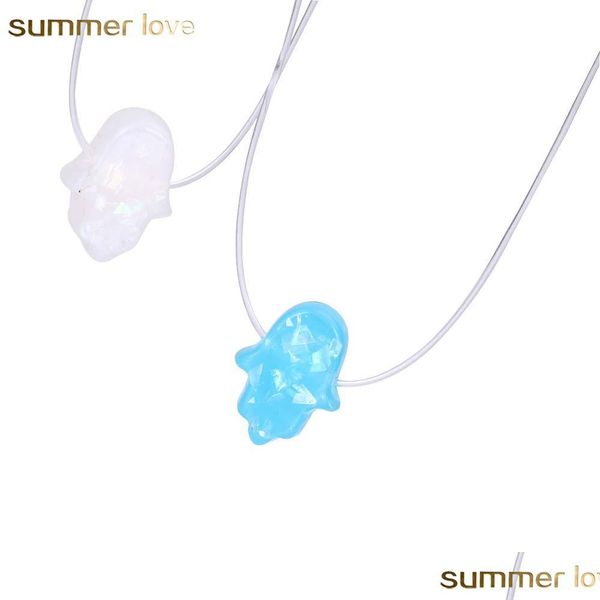 

pendant necklaces new trendy opal hand choker neckalce for women resin pink blue white color wire necklace elegant party jewelry whol dhvgy, Silver