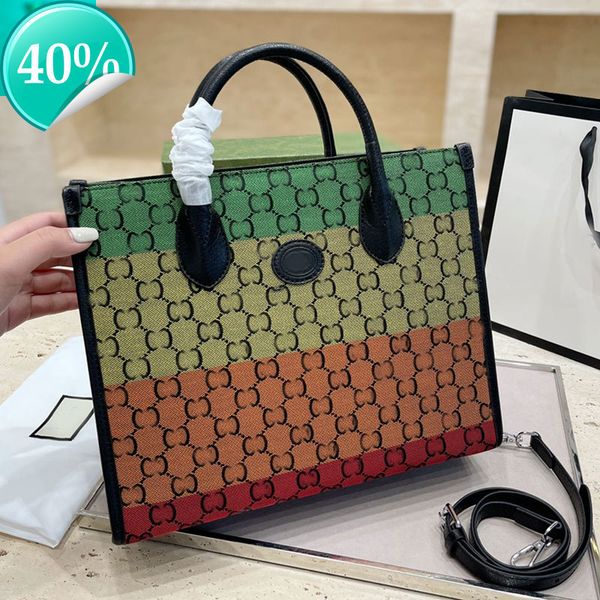 

designer evening bag new shoulder mini hand large capacity package tote crossbody s rainbow color matching removable strap classic letters h