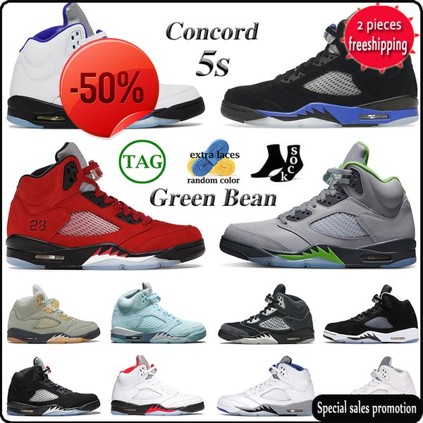 

5s concord men basketball shoes 5 green bean racer blue bird raging red jade horizon oreo fire metallic alternate bel oregon mens trainers, Black