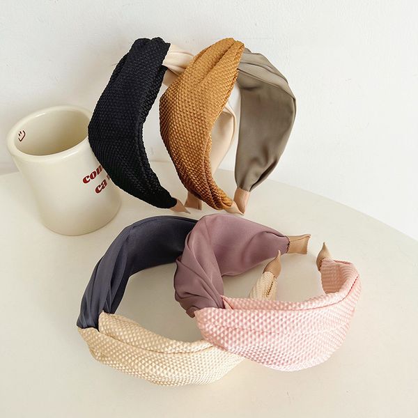 

fashion vintage headbands for women girls cross wide edge face washing hair bands, Black;brown