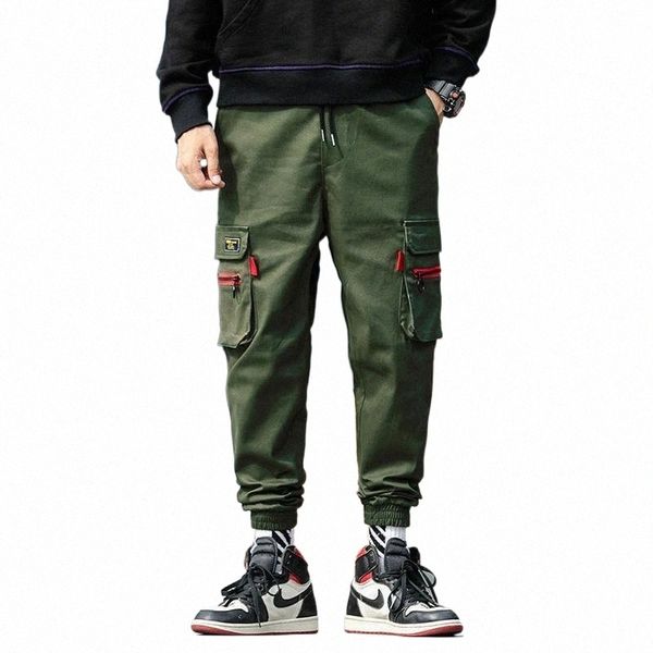 

men's pants cargo men 2021 casual brand streetwaer military tactical joggers multi-pocket fashions harajuku trousers 28it#, Black