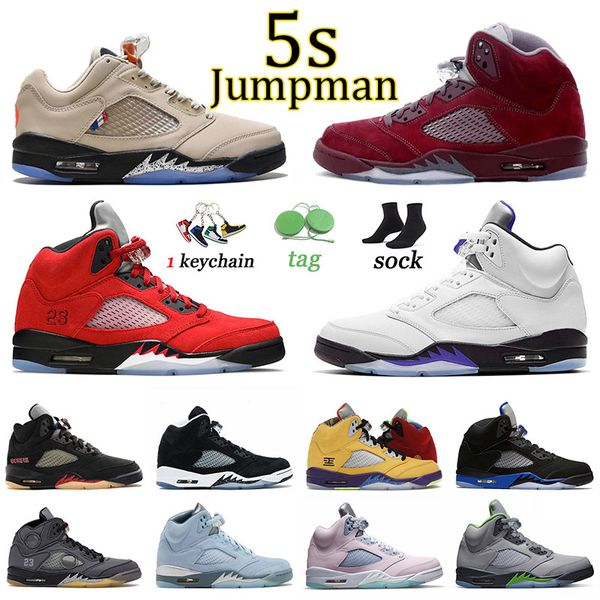 

original og 5 jumpman basketball shoes 5s burgundy low psgs offs white expression concord men women trainers pinksicle green bean sneakers, Black