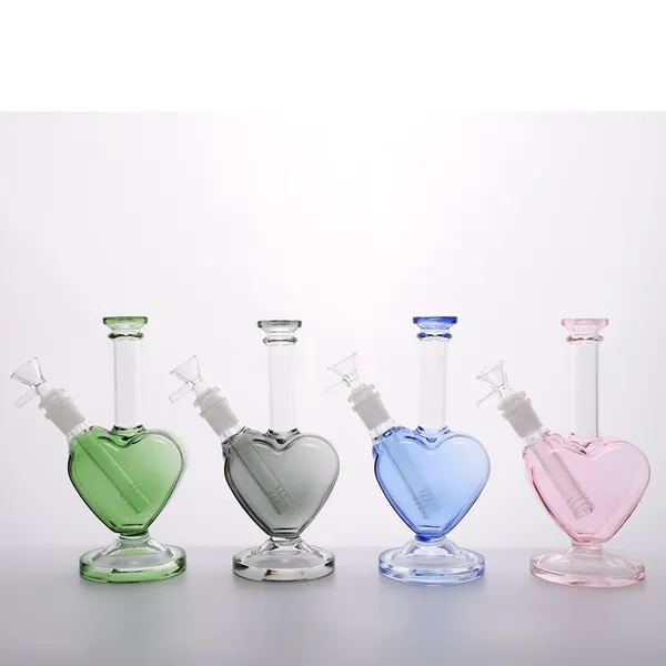 

Retail H22cm Heart Shape Smoking Accessories Pink Glass Hookah/Colourful glass smoking bongs